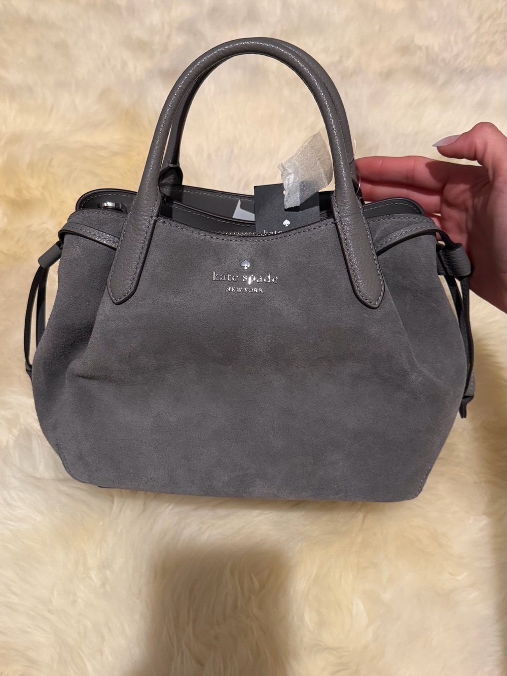 NWT Kate Spade Dumpling Suede Small Satchel Hare Grey Style KM141